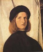 Young Man Before a White Curtain (mk45) Lorenzo Lotto
